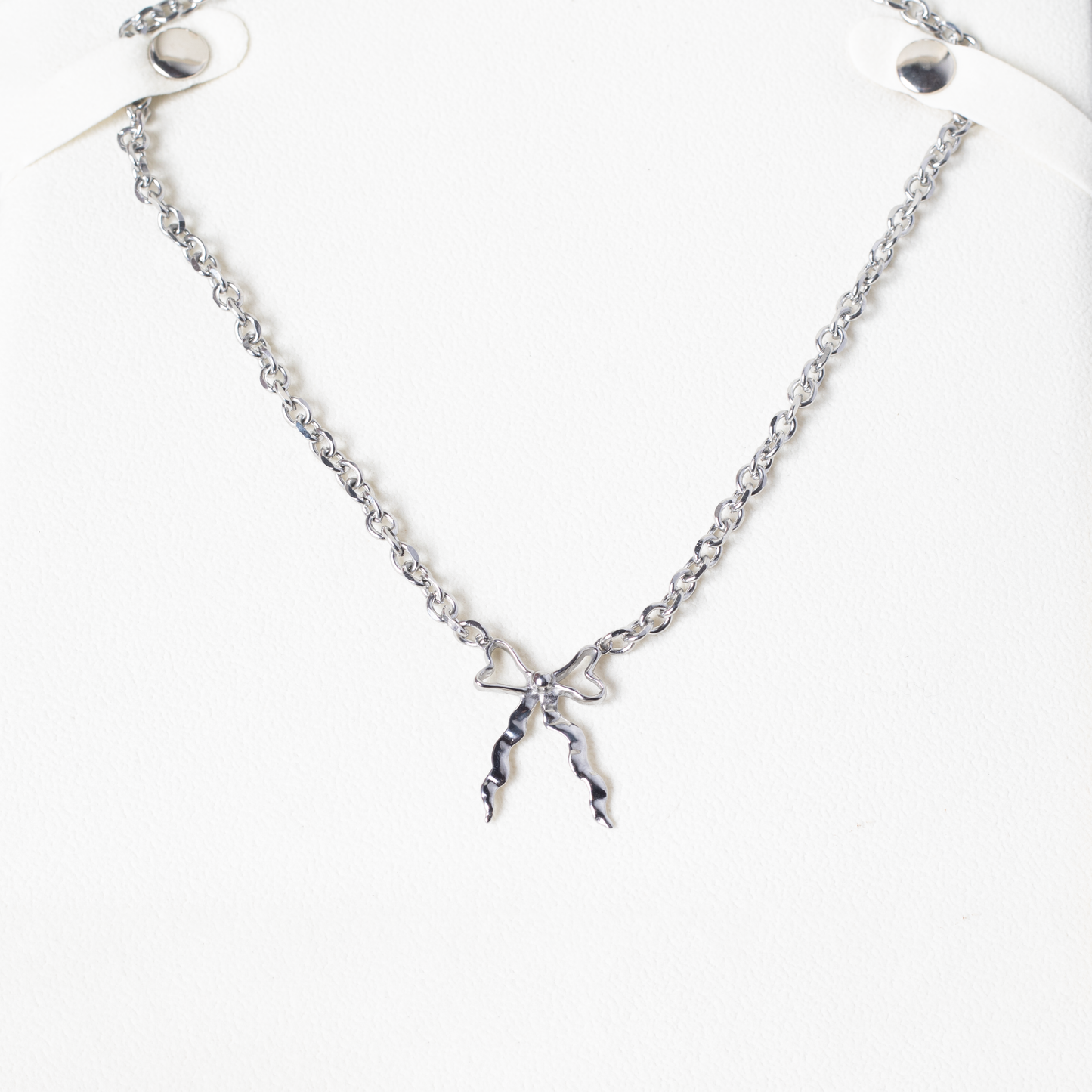 Small Steel bow with Steel chain Necklace