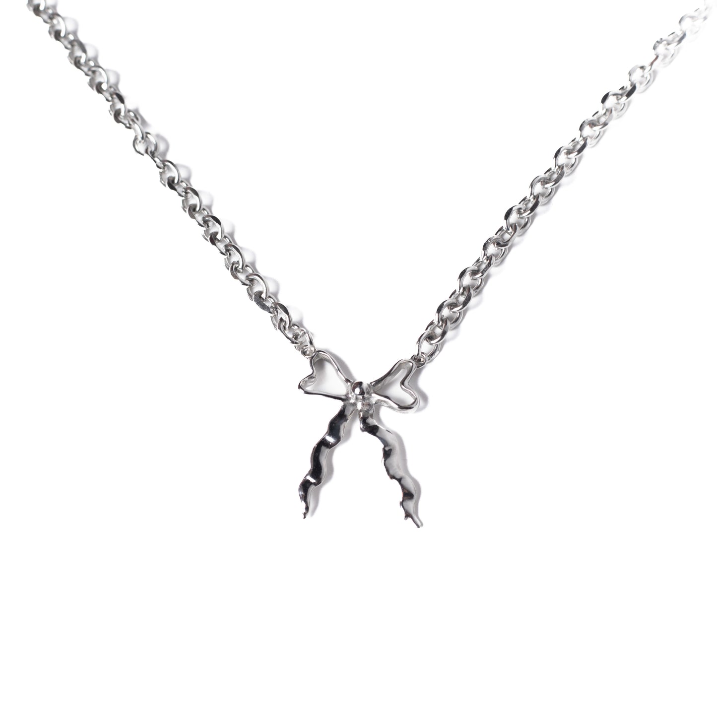 Small Steel bow with Steel chain Necklace