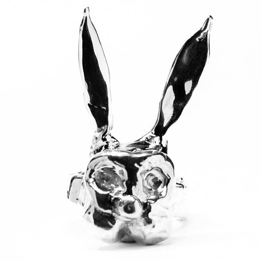 Donnie Darko Silver Skull Bunny Head Statement Ring - Handmade Frank the Bunny Inspired - Perfect Easter Gift