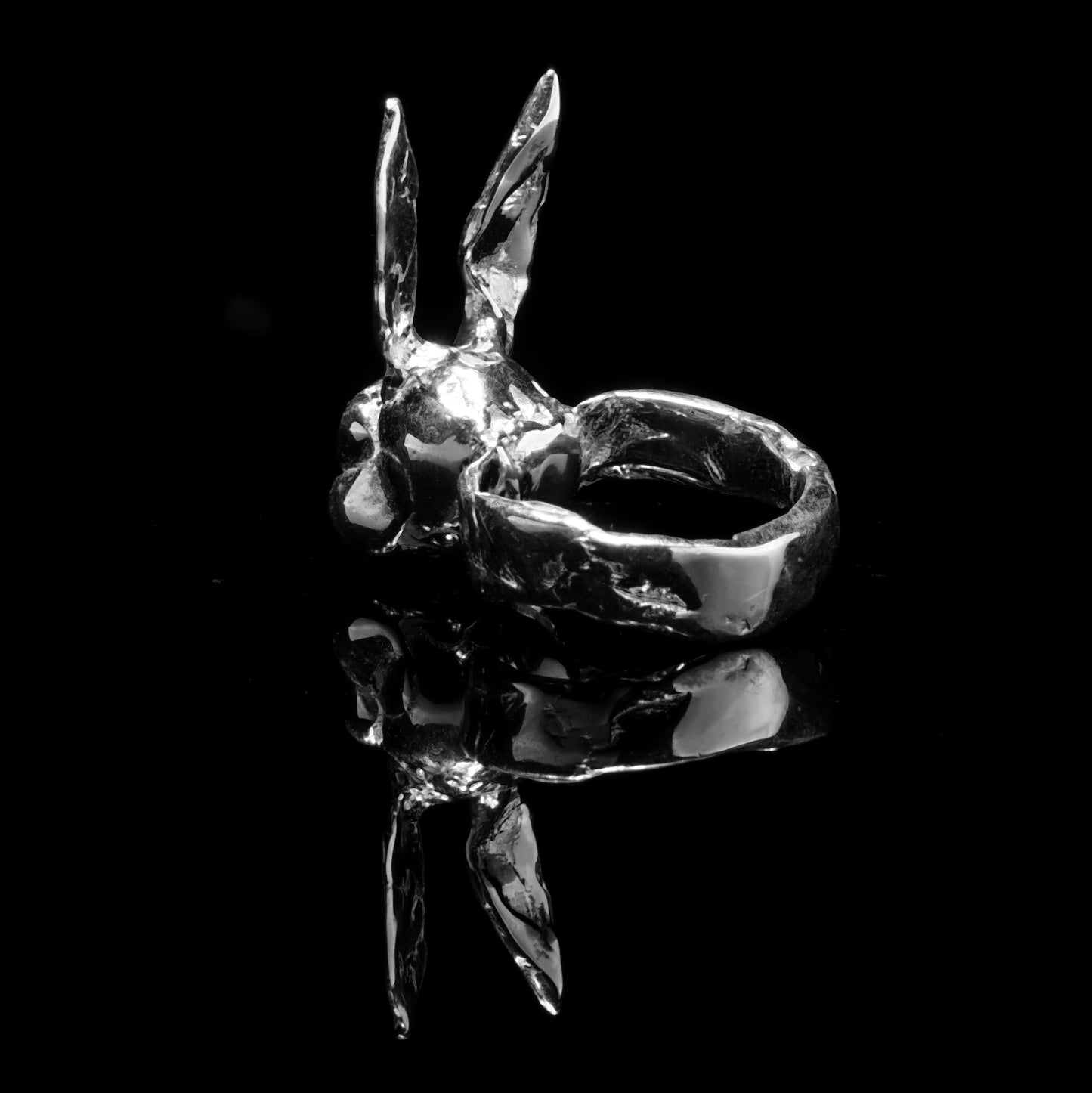 Donnie Darko Silver Skull Bunny Head Statement Ring - Handmade Frank the Bunny Inspired - Perfect Easter Gift- Medium size