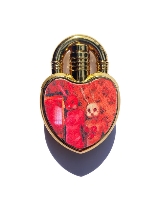 Pink Bunny girl Gold Heart shaped refillable lighter